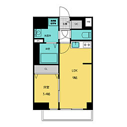 プレサンス名駅南エディフィス 1LDKの間取図画像