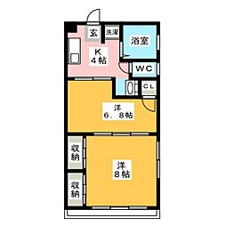 ドエル本陣 2Kの間取図画像