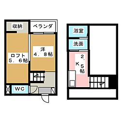 インフィニウム 1階ワンルームの間取り