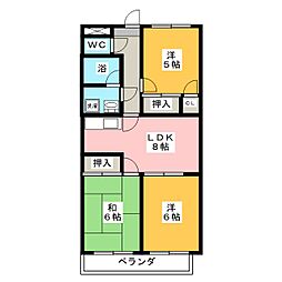 クレール日比津 2階3LDKの間取り