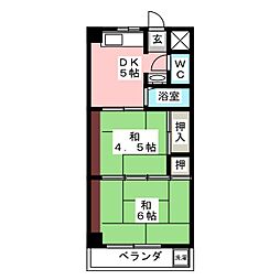 マツヤマンション 2DKの間取図画像
