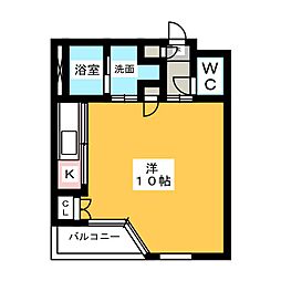SPACE CUBE HONJIN 4階1Kの間取り