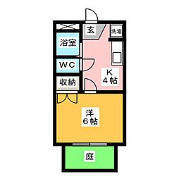 エスペランサ日比津 1階1Kの間取り