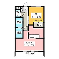エール　ブランシュ 1階1LDKの間取り