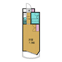リッシュ・ラフォーレ 2階1Kの間取り