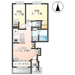 ドエル・カルミア 1階2LDKの間取り