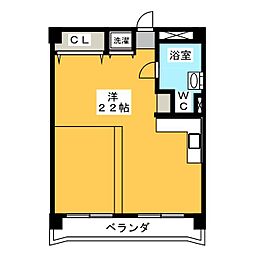 三鈴ノール 1階ワンルームの間取り