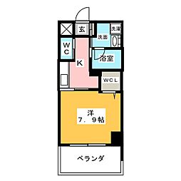アリエッタＮａｇｏｙａ 12階1Kの間取り