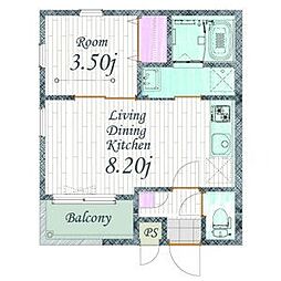 Cherim本陣十王町South 3階1LDKの間取り