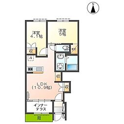 シャトー ルボア 1階2LDKの間取り