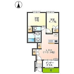 シャトー ルボア 1階2LDKの間取り