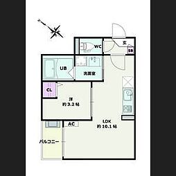 Jack shioike I 2階1LDKの間取り