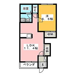 メルベーユライフ 1階1LDKの間取り