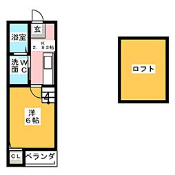 コーポ愛花夢 2階1Kの間取り