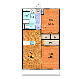 アムールＮＹ 3階2LDKの間取り