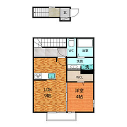 メゾン　ル・リアン 2階1LDKの間取り