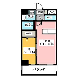 アリエッタＮａｇｏｙａ 10階1LDKの間取り