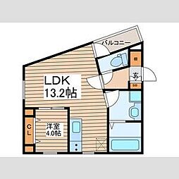 Zecca栄生II 201 2階1LDKの間取り