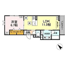 GRAND D-ROOM大秋 1LDKの間取図画像