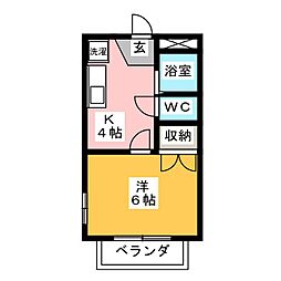 エスペランサ日比津 1Kの間取図画像