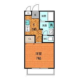シャルム聖 1Kの間取図画像