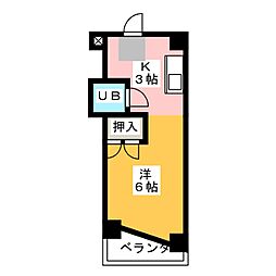 服部ビル ワンルームの間取図画像