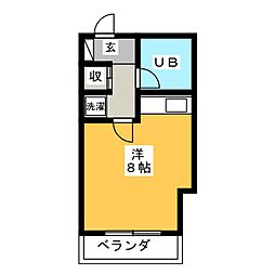 エスポワール杉山 ワンルームの間取図画像
