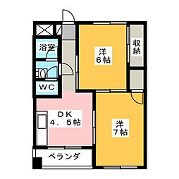 第2三鈴ビル 2DKの間取図画像