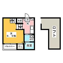 シェモア中島町 1Kの間取図画像