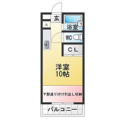 コーポメルベーユ 1Kの間取図画像