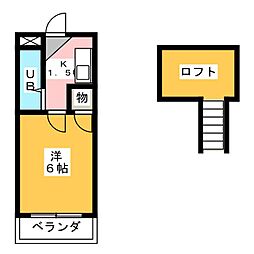 レオパレス本陣第4 1Kの間取図画像