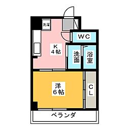 ツヅキビル 1Kの間取図画像