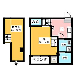リュミエ中村 1Kの間取図画像