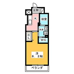 ラヴィK 1Kの間取図画像
