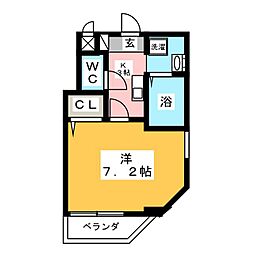 フォーヴル中島 1Kの間取図画像