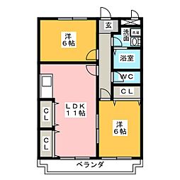 サザンウインドパート3 2LDKの間取図画像