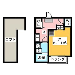 ニューストラーダ 1Kの間取図画像