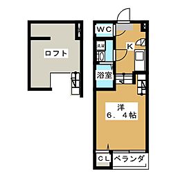 フルジュア本陣 1Kの間取図画像