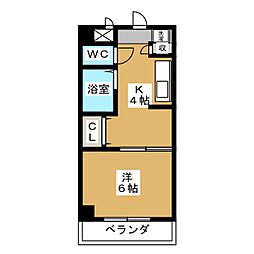 ランドビル本陣 1Kの間取図画像