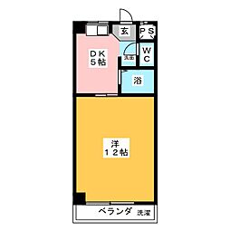 マツヤマンション 1DKの間取図画像