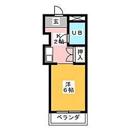 はうすはうす 1Kの間取図画像