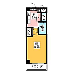 エクセル本陣 1Kの間取図画像