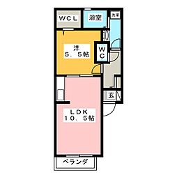 トゥーポム 1LDKの間取図画像