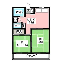 泰山メゾン 2DKの間取図画像