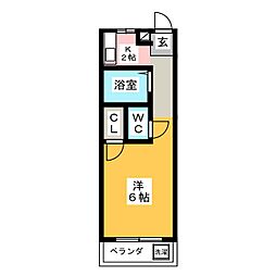 ネオ明治館 2階1Kの間取り