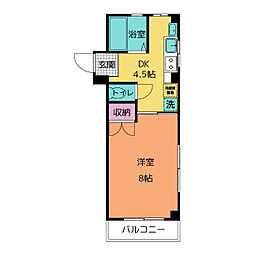 フライハイト2 2階1DKの間取り