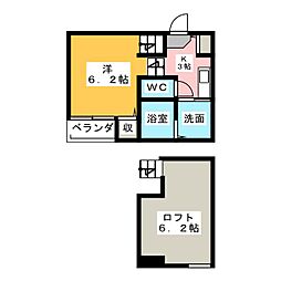 ハーモニーアスカ 1階1Kの間取り