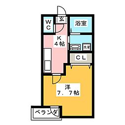 瑞穂ケ丘ビリーブ館 1階1Kの間取り