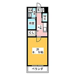 グレイスコート御器所 3階1Kの間取り