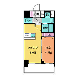 プレサンス桜山駅前アフォード 14階1LDKの間取り
